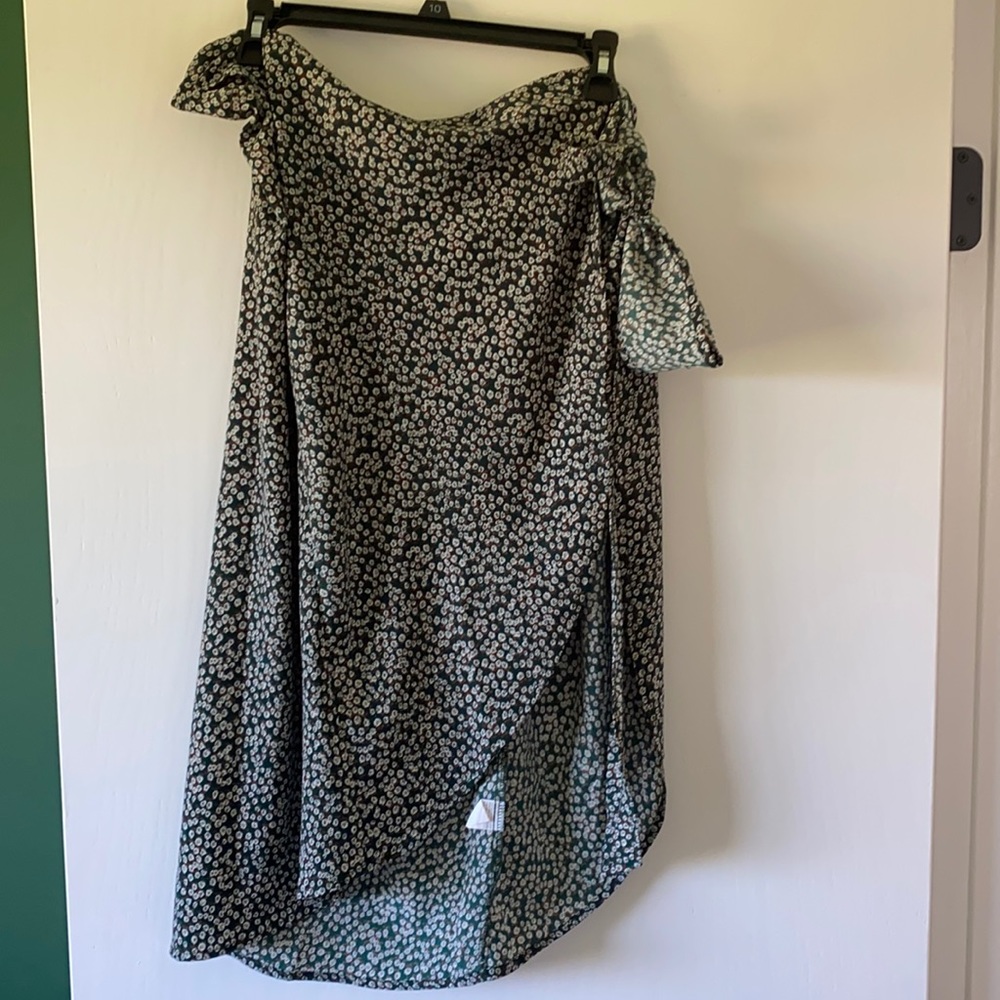 Green floral wrap skirt